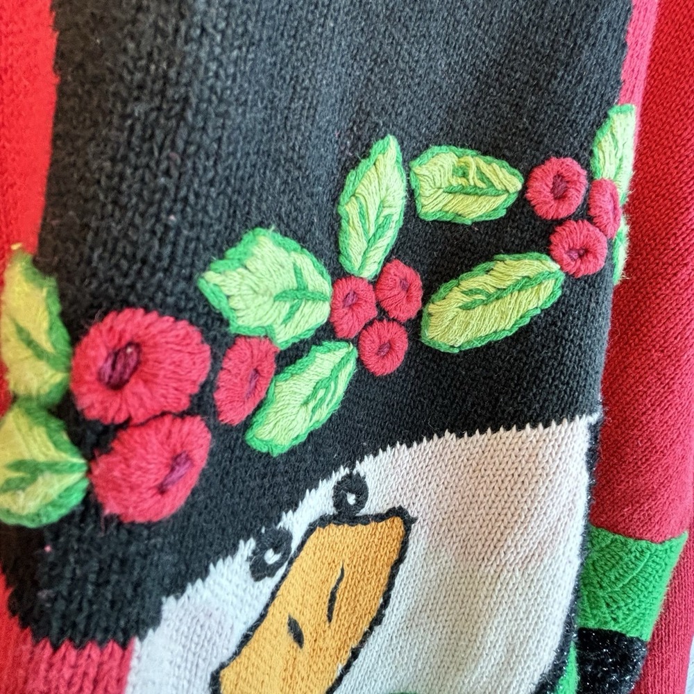 The Quacker Factory Christmas Sweater 2X Plus Penguin Red Graphic Kitsch Festive - Picture 3 of 13